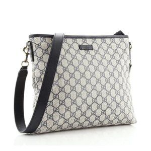 GUCCI Zip Top Messenger Bag GG Coated Canvas Large